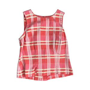 DBY LTD Vintage Plaid Tank With Buttons Down Back, Size 3/4